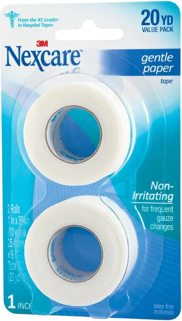 Alt view image 3 of 8 - Nexcare Gentle Paper Carded First Aid Tape 1 in x 10 yds(2 rolls)- 6 PK OR 12 ROLLS