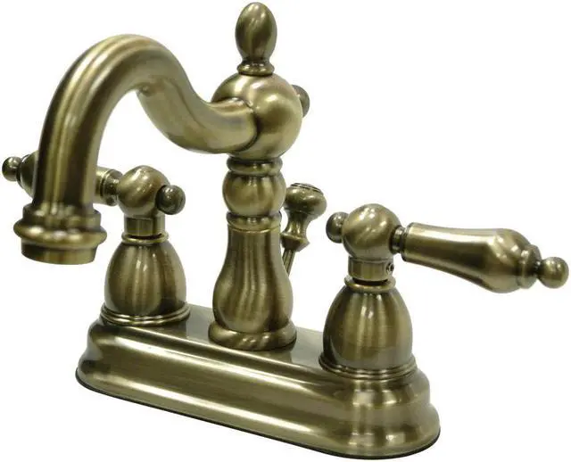 Alt view image 2 of 3 - Kingston Brass KB1603AL Heritage 4-Inch Centerset Lavatory Faucet with Metal Lever Handle, Vintage Brass