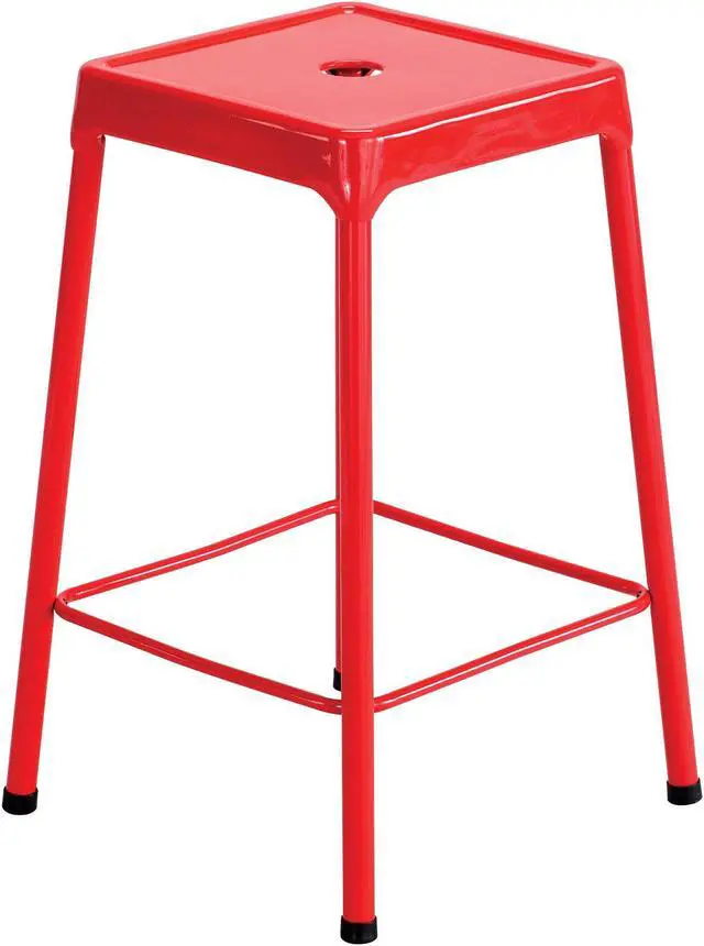 Alt view image 4 of 6 - Safco - 6605RD - Counter-Height Steel Stool, Red