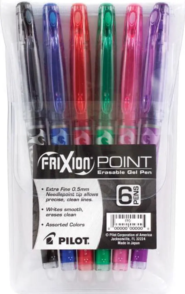 Alt view image 2 of 3 - Pilot 46524 FriXion Point Erasable Gel Pen, Needle, 0.5mm Extra Fine, Assorted, 6-Pk