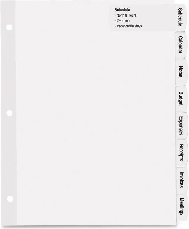 Alt view image 2 of 14 - Avery AVE14439 Easy Peel Label Tab Divider, 8 Tab White - Pack of 6
