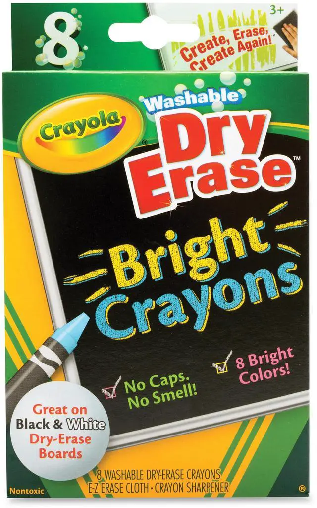 Alt view image 6 of 12 - Crayola Washable Dry-Erase Crayons-Bright 8/Pkg