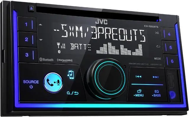 Alt view image 5 of 20 - JVC KW-R930BTS 2-Din CD Receiver featuring Bluetooth / USB / SiriusXM / Pandora / iHeartRadio / Spotify / 13-Band EQ