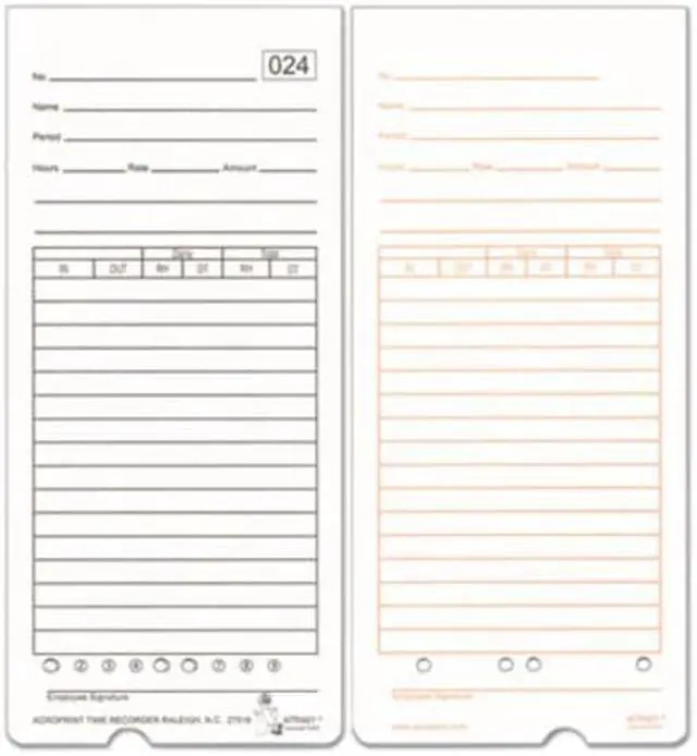 Alt view image 2 of 9 - Acroprint Time Card for ATR480 Totalizing Electronic Time Clock 7 1/2 x 3.35 50