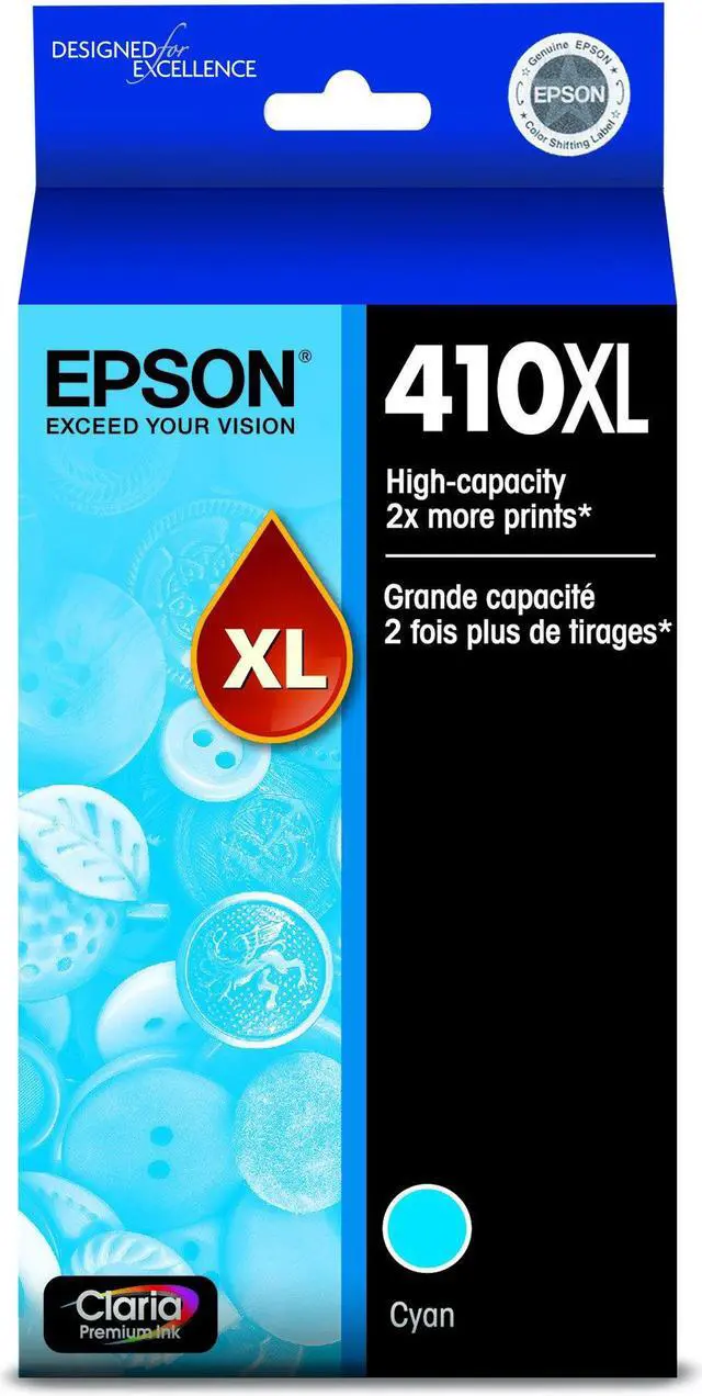 Alt view image 3 of 15 - Epson T410 Claria Premium High Capacity Cyan Ink Cartridge #T410X220S