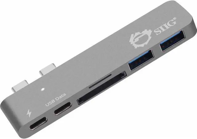 Alt view image 5 of 20 - SIIG Thunderbolt 3 USB-C Hub with Card Reader & PD Adapter - Space Gray