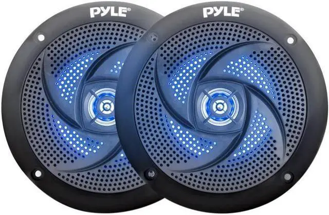 Alt view image 3 of 7 - Pyle Marine Speakers - 5.25 Inch 2 Way Waterproof and Weather Resistant Outdoor Audio Stereo Sound System with LED Lights, 180 Watt Power and Low Profile Slim Style - 1 Pair - PLMRS53BL (Black)