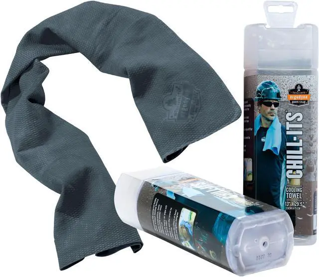 Alt view image 2 of 2 - Ergodyne EGO12438 Chill-Its Evaporative Cooling Towel, Gray