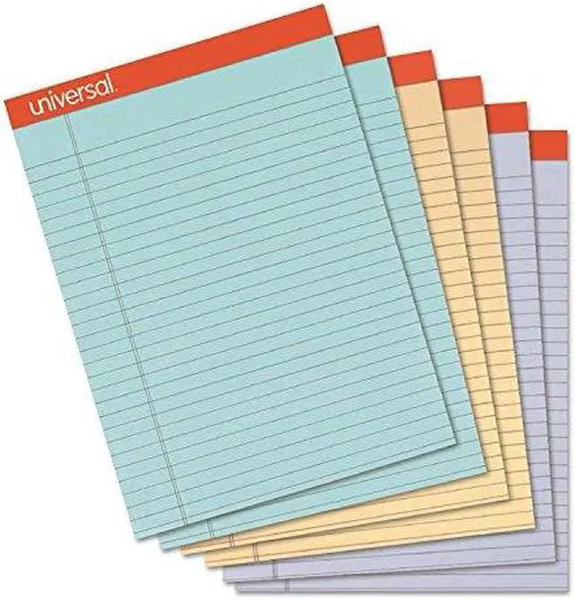 Main image of Universal UNV35878 Fashion Colored Perforated Ruled Writing Pads, Wide, 8.50" x 11.75", 50 Sheets, 6/PK