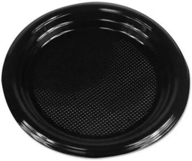 Alt view image 2 of 5 - Boardwalk PLTHIPS6BL Hi-Impact Plastic Dinnerware, Plate, 6.00" Diameter, Black, 1000 / Carton
