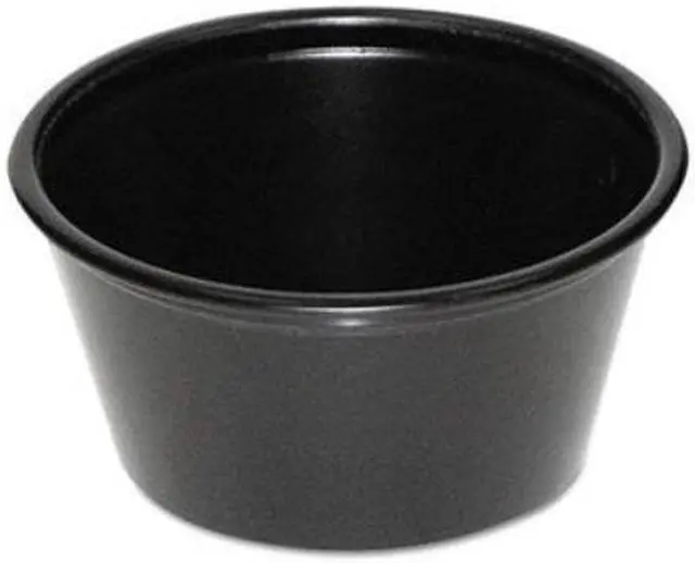Alt view image 2 of 3 - Boardwalk BWKYS-200E Plastic Souffle Cups, 2 Oz., Black, 200/Bag, 12 Bags/Carton
