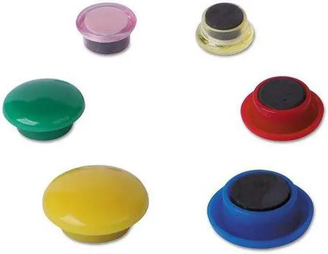 Alt view image 2 of 9 - Universal Assorted Magnets Plastic 5/8" dia 1" dia 1 5/8" dia Asst Colors 30/Pack 31250