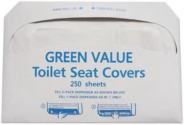 Alt view image 3 of 5 - GEN Half-Fold Toilet Seat Covers White 14 3/4 x 16 1/2 5000/Carton GVTSC5000