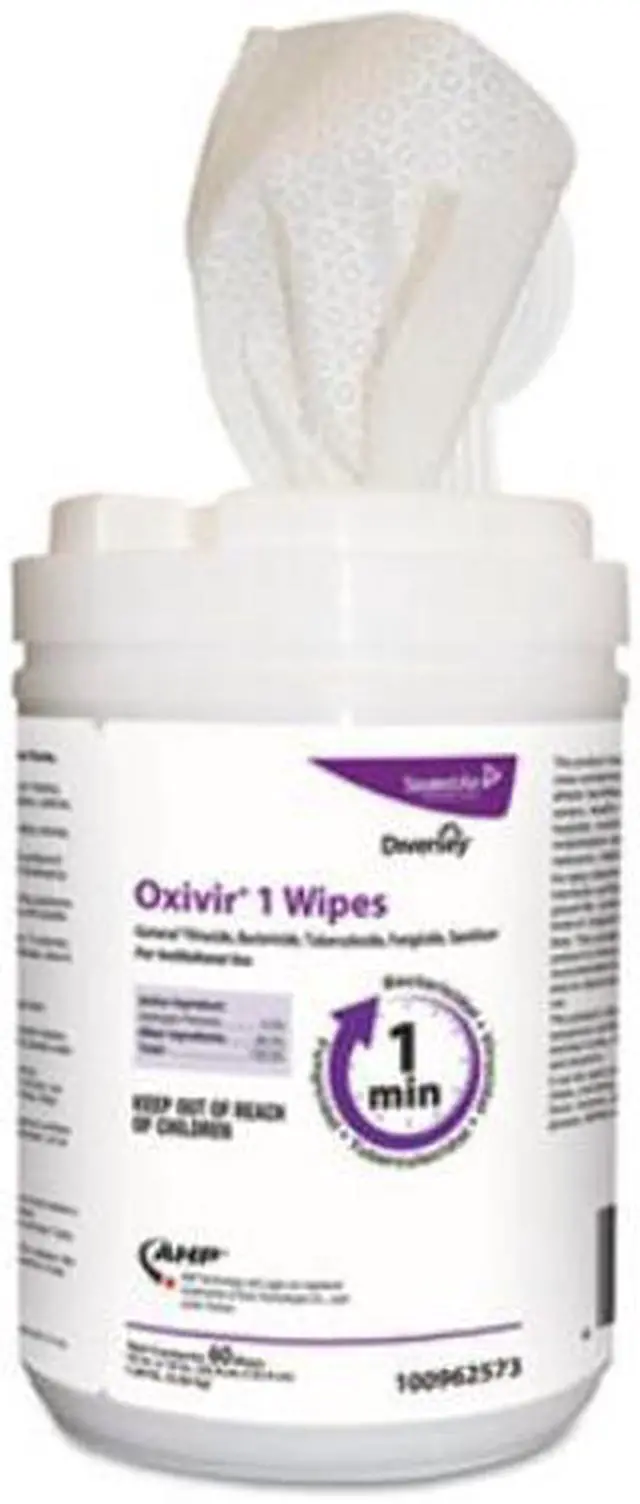 Main image of Oxivir 1 Wipes, Characteristic Scent, 10" x 10", 60 Wipes, 12/Carton 100962573