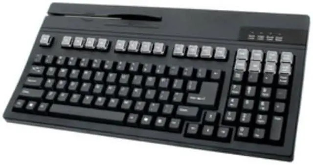 Alt view image 3 of 3 - UNITECH K2726U-B KEYBOARD K2726 USB US 104 KEYS KEYBOARD TRIPLE TRACK MSR 9 PIN BAR CODE PORT 21 RE-LEGENDABLE KEYS 10 REPLACEMENT KEYS CAP COVERS BLACK