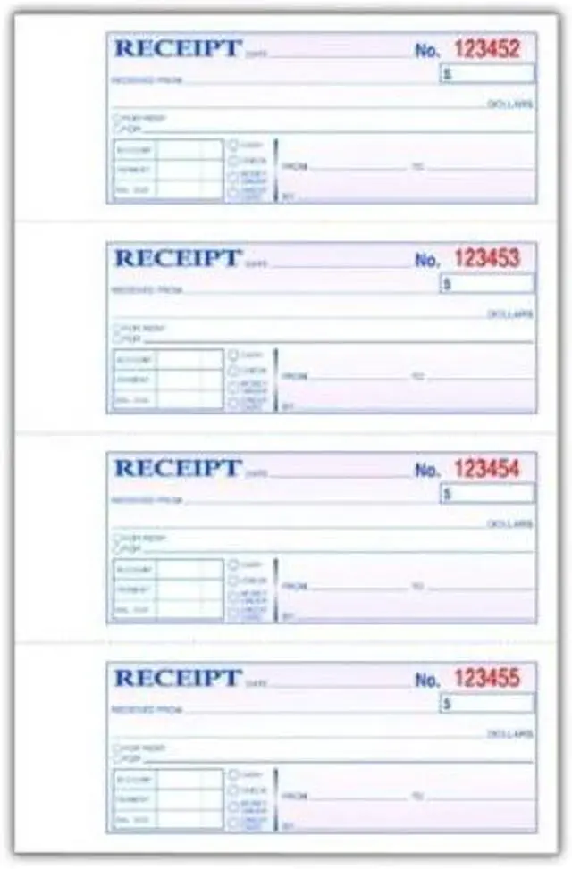 Main image of Tops TCH1185 3-Part Hardbound Receipt Book, 7 x 2 3/4, Carbonless, 200 Sets/Book