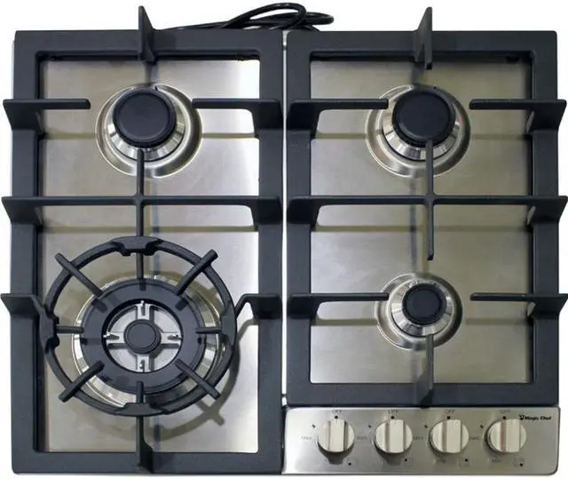 Alt view image 2 of 3 - Magic Chef MCSCTG24S 24" Stainless Steel Gas Cooktop With 4 Burners