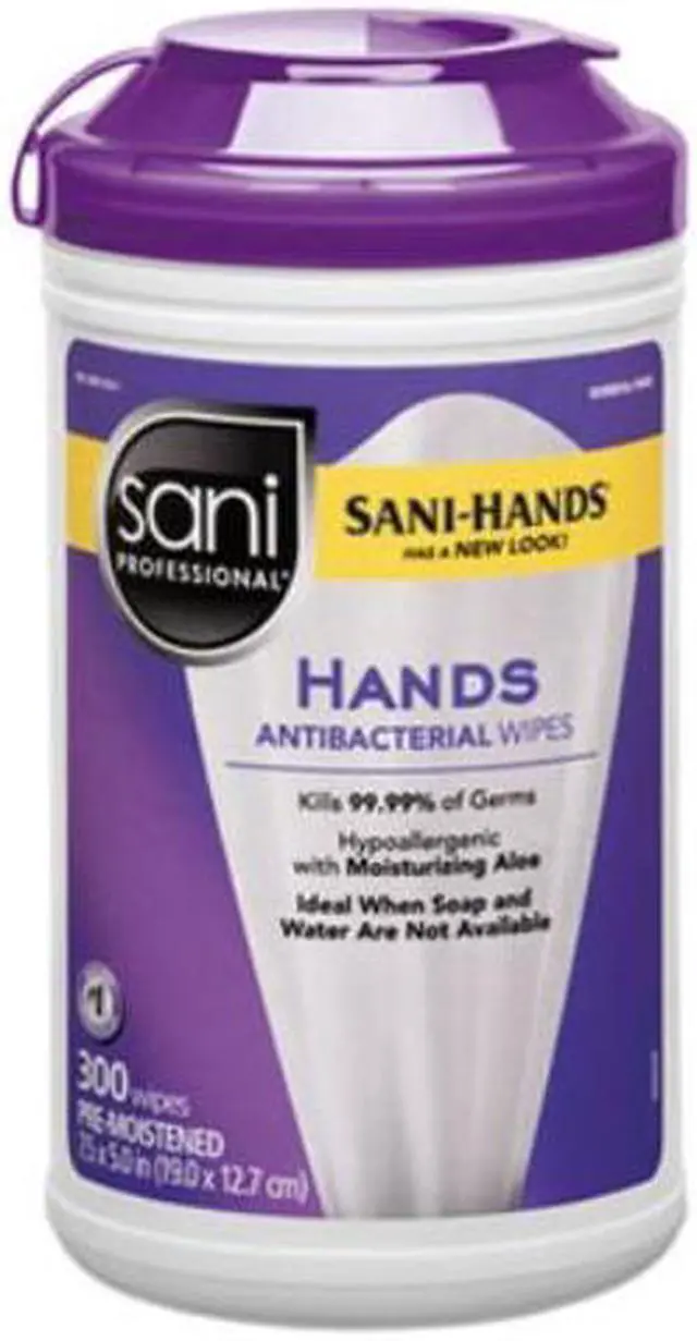 Main image of Sani Professional P44584 Hands Anti-bacterial Hand Wipes, Extra Large Canister 300 ct.
