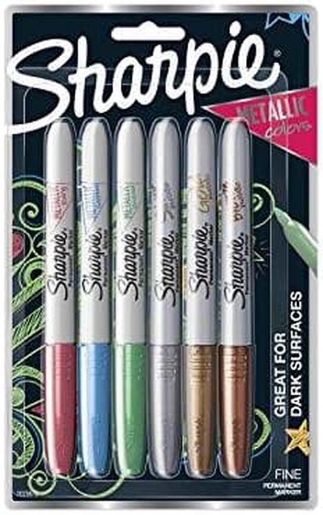 Fancy Colors Mini Fine Point Permanent Marker w/ Cap Clip (6/Pack)