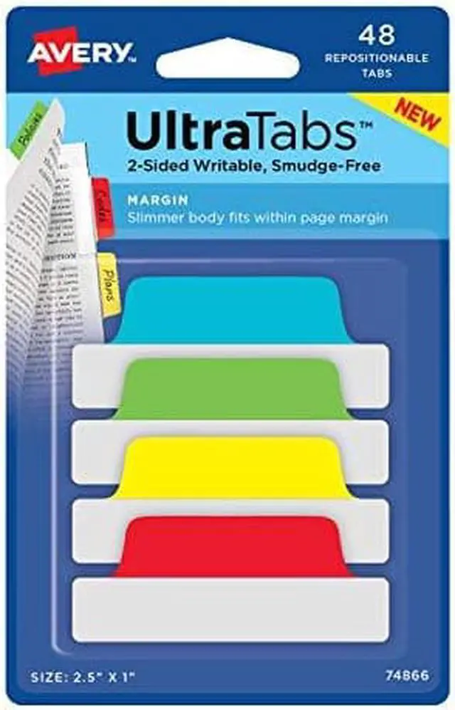 Alt view image 2 of 13 - Avery Tabs Repositionable 2-Sided 2-1/2"x1" 48/PK AST 74866