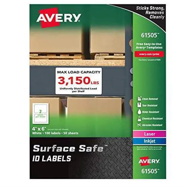 Alt view image 2 of 16 - Avery Labels Removable Surface Safe 4"x6" 100/PK WE 61505