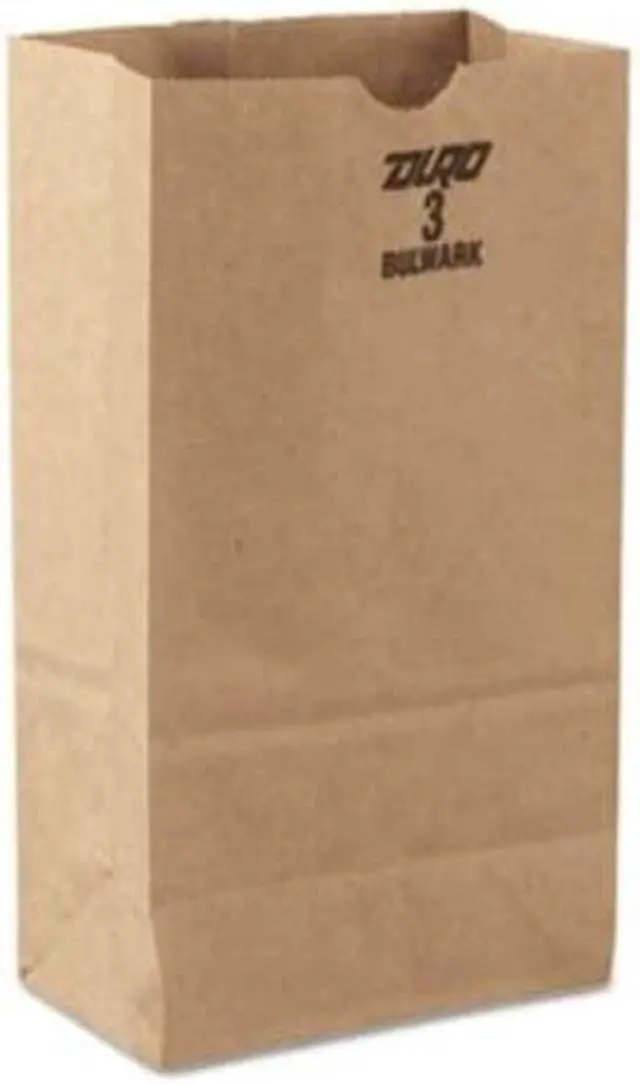Alt view image 2 of 3 - ZORO SELECT 18403 Grocery Bag Flat Bottom 3# Brown, Pk500