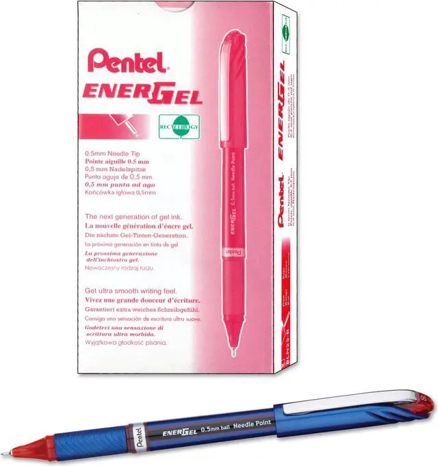 Alt view image 3 of 8 - Pentel EnerGel NV Liquid Gel Pen .5mm Red Barrel Red Ink BLN25B