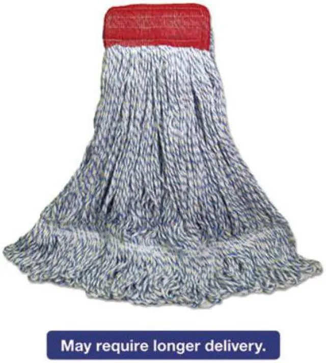 Alt view image 4 of 7 - Mop Head, Floor Finish, Wide, Rayon/Polyester, Large, White/Blue, 12/Carton BWK553