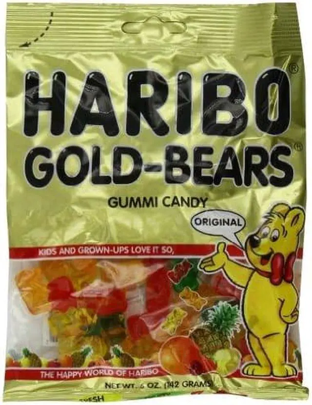 Alt view image 2 of 3 - HARIBO Gold-Bears Gummi Candy - Lemon, Orange, Pineapple, Raspberry, Strawberry - 0.50 oz - 12 / Carton  HRB30220