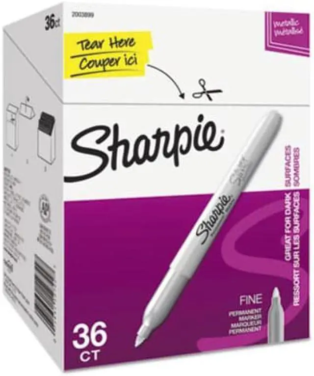 Alt view image 8 of 11 - Sharpie Metallic Permanent Markers - Office Pack Fine Metallic Silver 36/PK