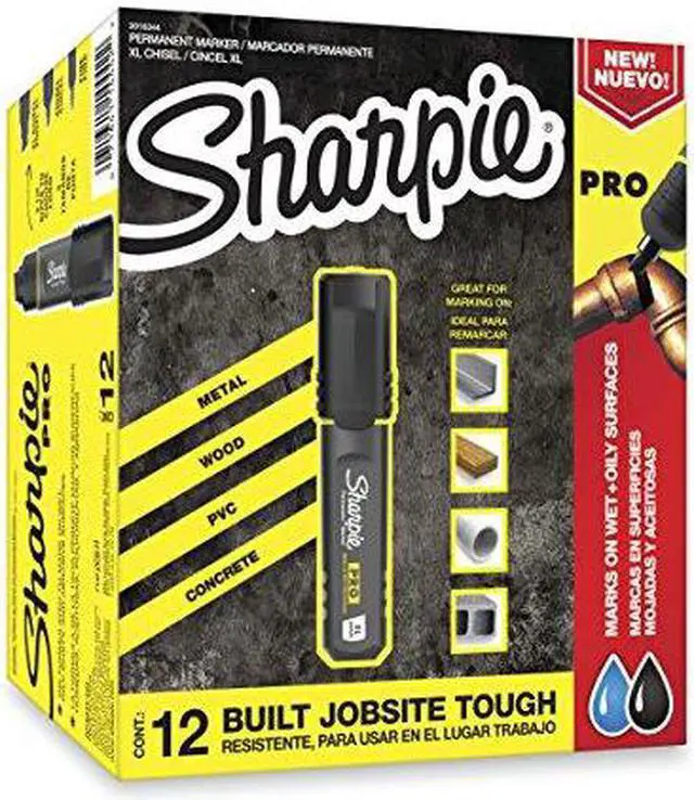 Main image of Sharpie PRO Permanent Markers Chisel Tip Black 12/Pack (2018326A)