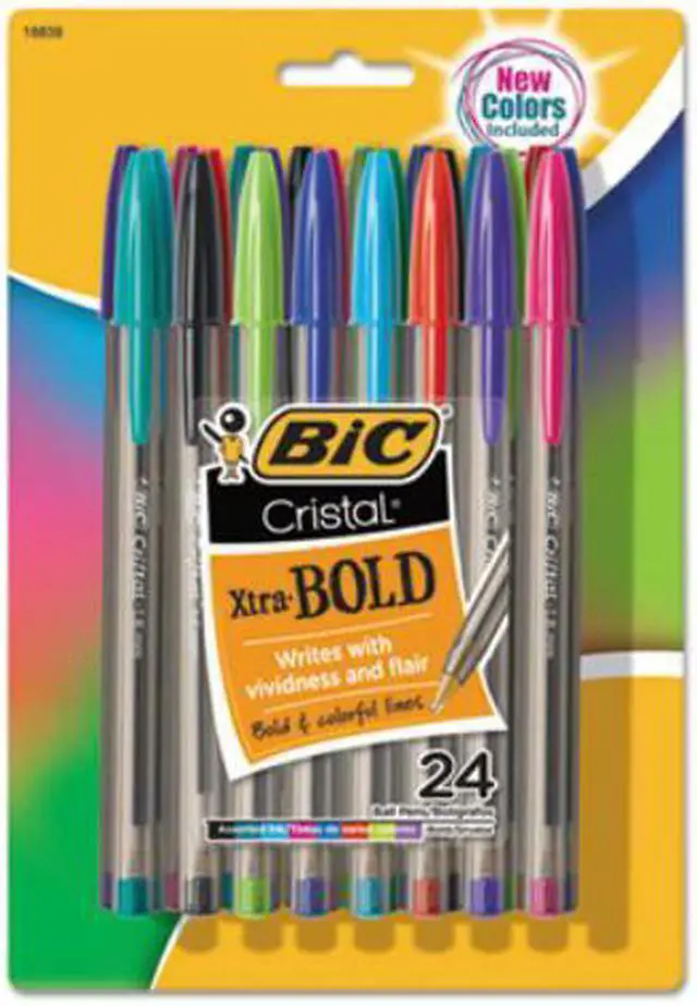 Alt view image 4 of 17 - BIC Pen,Cristal,Xtra Bold,24 MSBAPP241AST