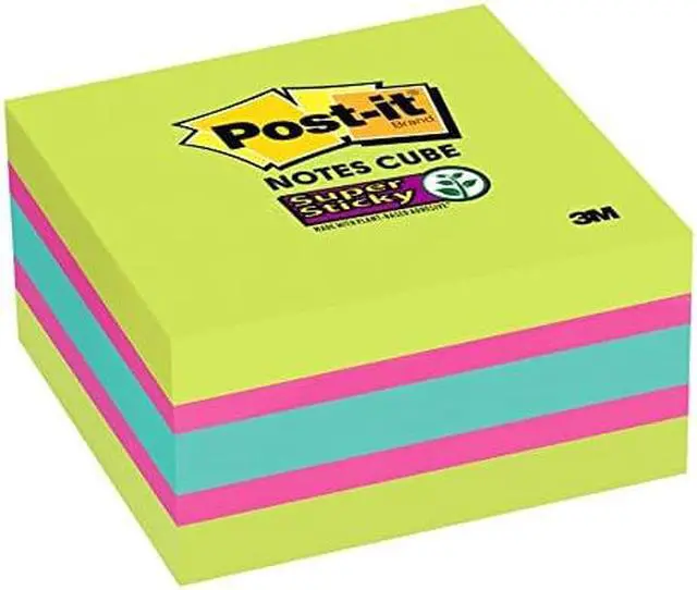 Alt view image 4 of 5 - 3M Post-it Note Cube Super Sticky 3"x3" 360/Cube Green Wave 2027SSGFA