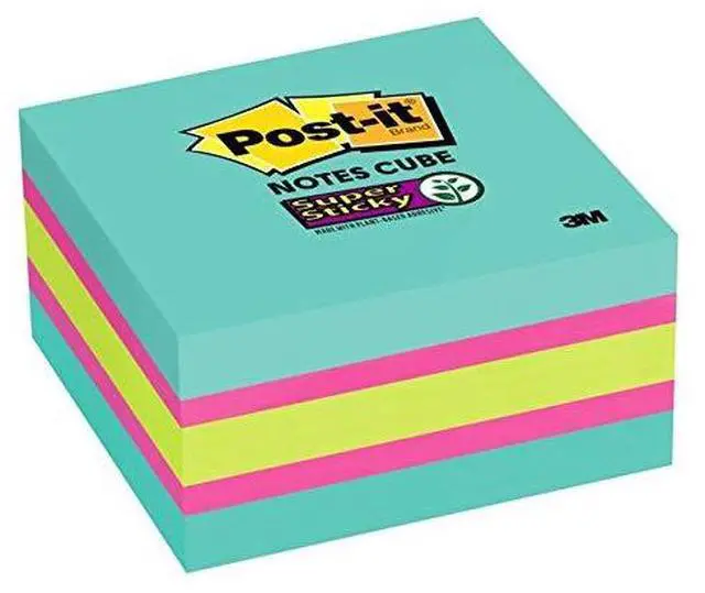 Alt view image 5 of 5 - 3M Post-it Note Cube Super Sticky 3"x3" 360/Cube Aqua Wave 2027SSAFG