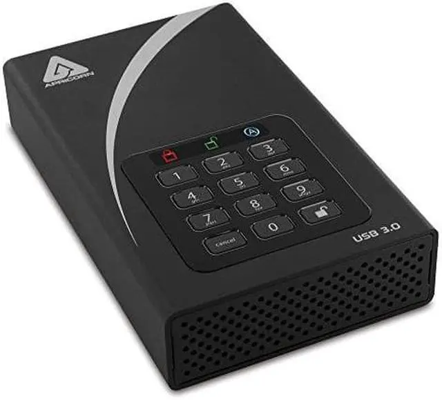 Alt view image 5 of 18 - Apricorn Aegis Padlock DT ADT-3PL256-12TB 12 TB Hard Drive - External - Desktop - TAA Compliant - USB 3.0 - 8 MB Buffer - Black - 256-bit Encryption Standard