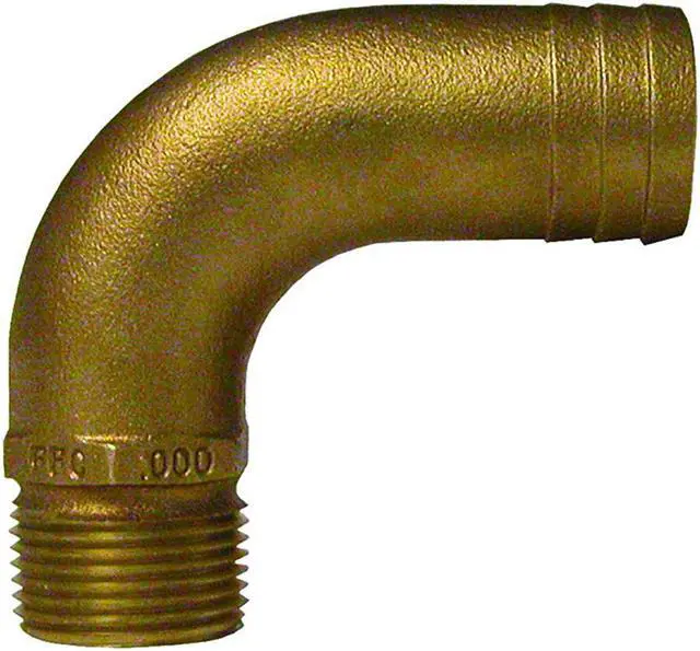 Main image of Groco 1" Npt X 1-1/4" Id Bronze Full Flow 90° Elbow Pipe To Hose Fitting