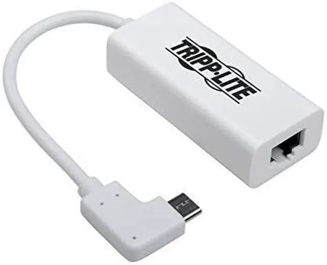 Alt view image 4 of 13 - Tripp Lite USB C to Gigabit Adapter Converter USB 3.1 Right-Angle White 6in