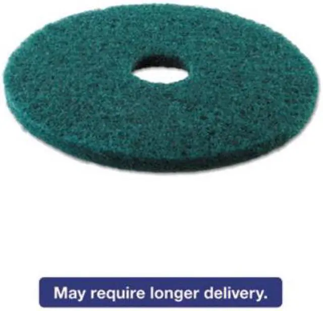 Alt view image 2 of 6 - Standard 16-Inch Diameter Heavy-Duty Scrubbing Floor Pads, Green BWK4016GRE