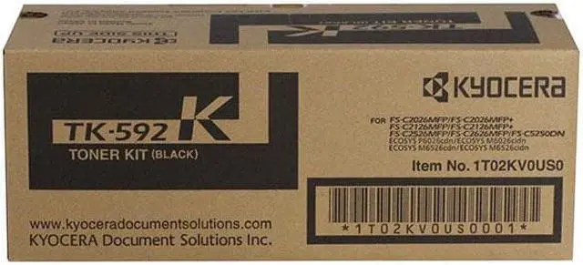 Main image of Kyocera TK-592K  FS-C2026  C2126  C2526  C2626  C5250DN  M6026  M6526  P6026 Black Toner Cartridge (7 000 Yield)