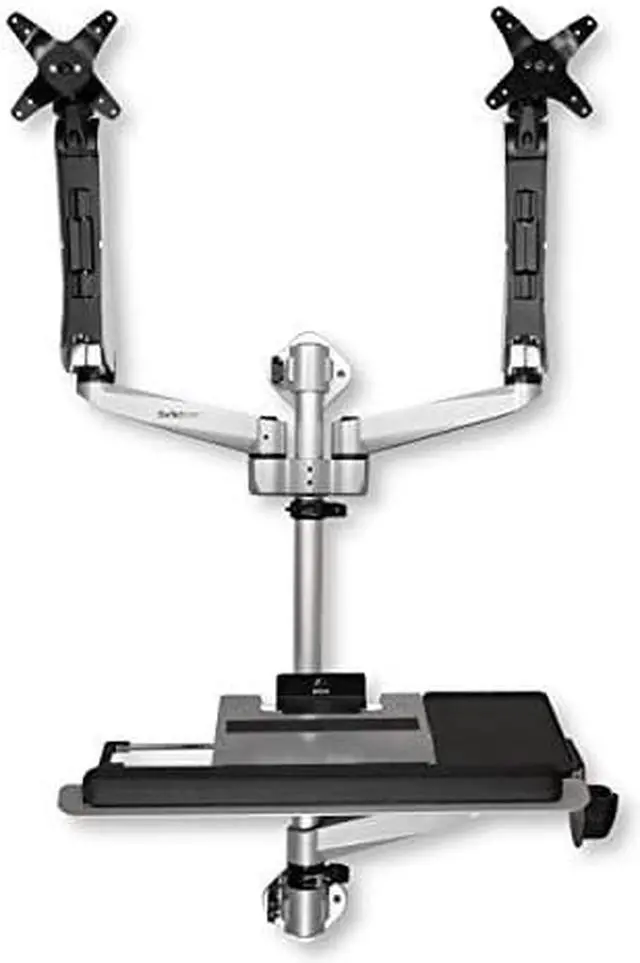 Alt view image 6 of 16 - StarTech Dual Monitor Adjustable Wall Mount Computer Workstation  WALLSTSI2
