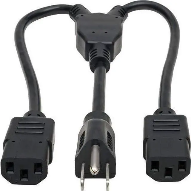 Alt view image 6 of 18 - Tripp Lite P004-18N-2C13 C14 Male to C13 Female Splitter, PDU Style - C14 to 2x C13, 10A, 100–250V, 18 AWG, 18 in., Black