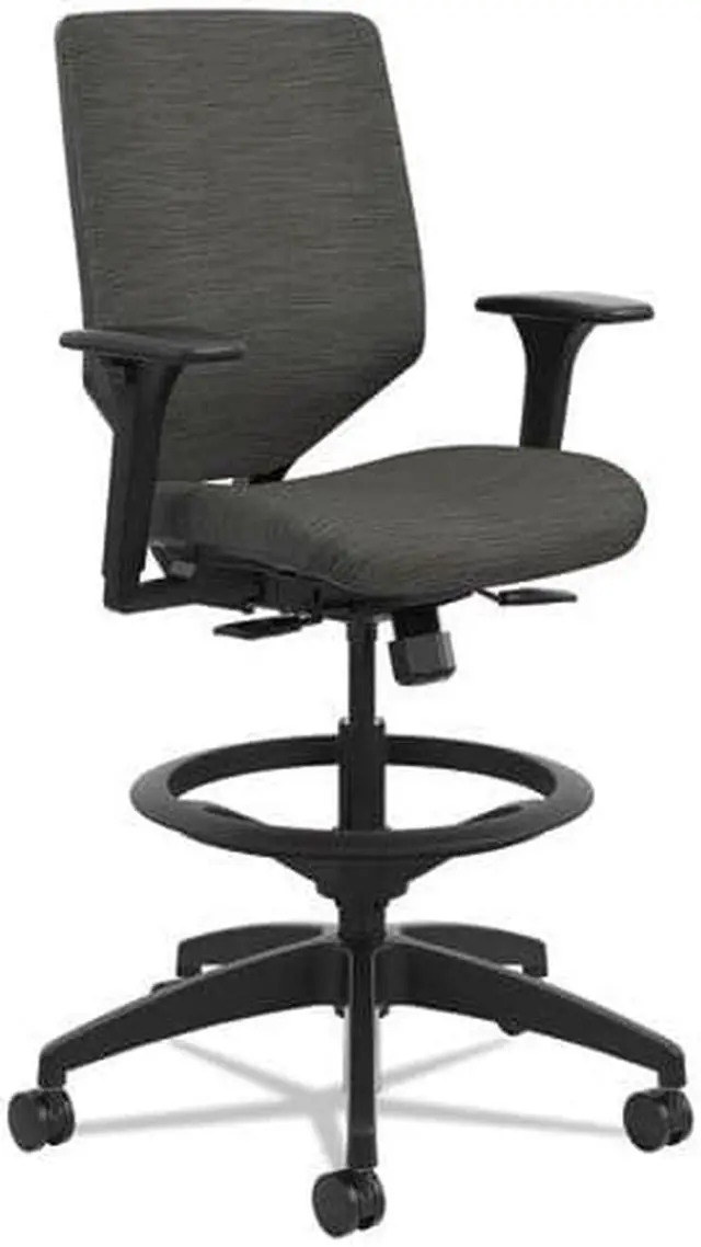 Alt view image 4 of 7 - HON SVSU1ACLCO10 Solve Series Upholstered Back Task Stool, Ink