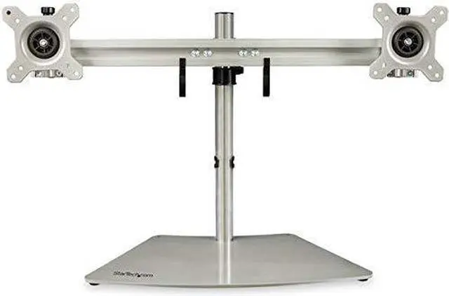 Alt view image 5 of 6 - Startech Dual-Monitor Stand - Horizontal - For up to 24" VESA Mount Monitors - Silver - Adjustable Computer Monitor Stand for Desk - Steel & Aluminum - Up to 24" Screen Support - 35.27 l