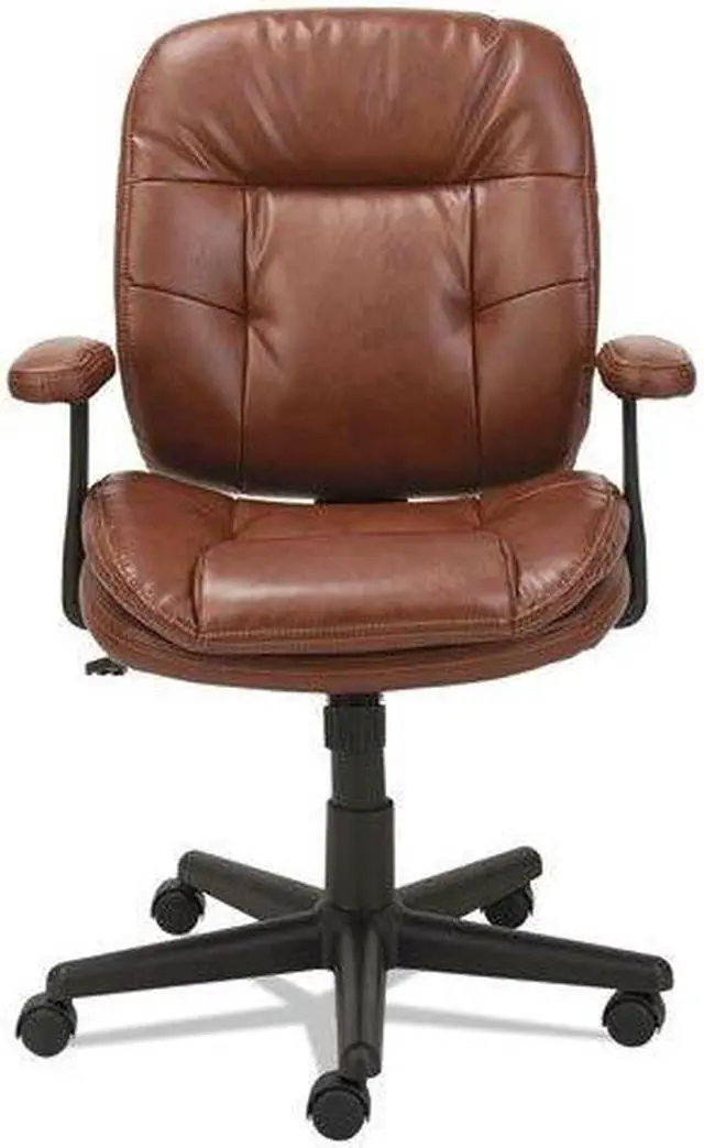 Alt view image 4 of 18 - OIF - OIFST4859 - Swivel/Tilt Leather Task Chair, Fixed T-Bar Arms, Chestnut Brown