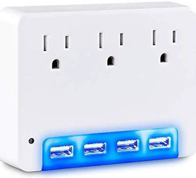 Alt view image 6 of 10 - CyberPower Professional P3WUN 3-Outlet Surge Suppressor/Protector - 3 x NEMA 5-15R, 4 x USB - 120 V Input