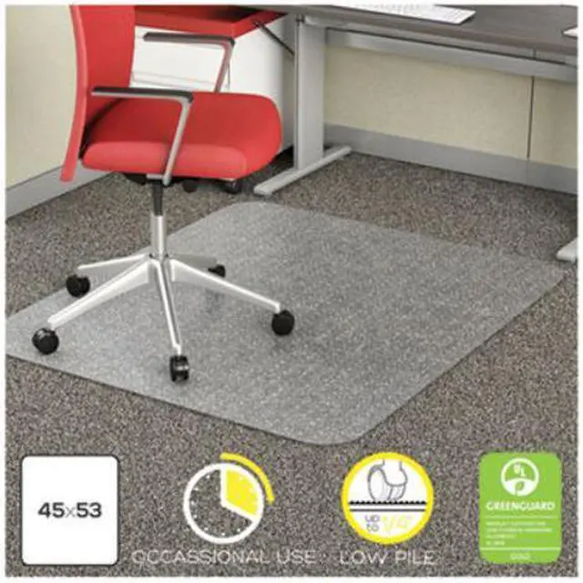 Alt view image 2 of 19 - Deflecto CM11242COM 45 x 53 in. EconoMat Occasional Use Chair Mat for Low Pile Carpet, Rectangular - Clear