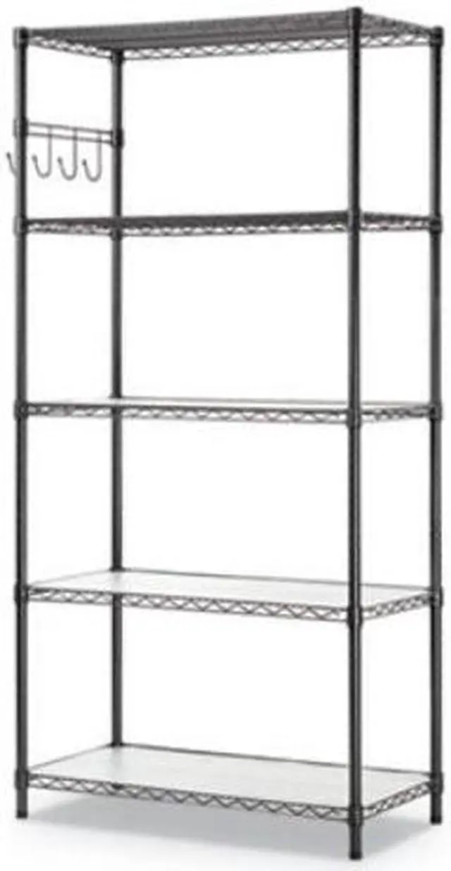 Alt view image 6 of 15 - Alera 5-Shelf Wire Shelving Kit Casters and Shelf Liners 36x18x72 Black Anthracite