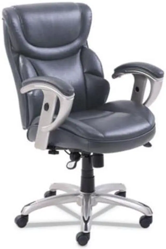 Alt view image 3 of 11 - Emerson Task Chair, 21 1/4w x 19 3/4d x 21 3/4h Seat, Gray Leather