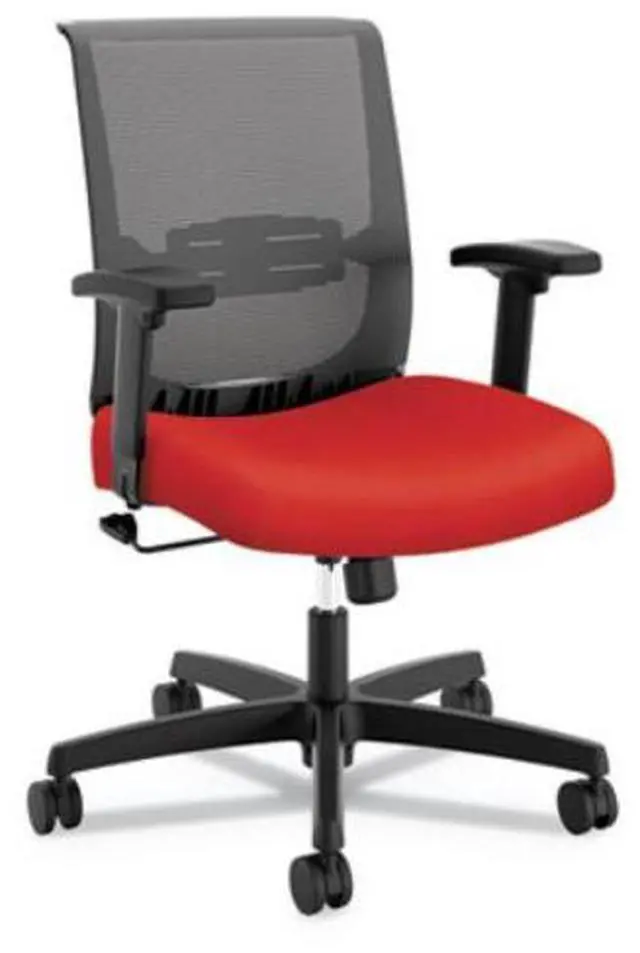 Alt view image 2 of 9 - HON Mid-Back Task Chair with Swivel-Tilt Control  Supports up to 275 lbs.  Red Seat  Black Back  Black Base CMZ1ACU67