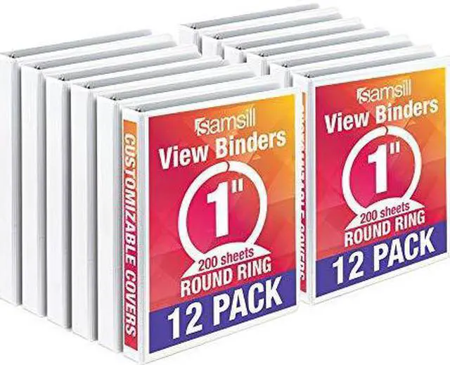 Alt view image 2 of 8 - Samsill Economy 1" 3 Round Ring View Binder 12 Pack White I008537C
